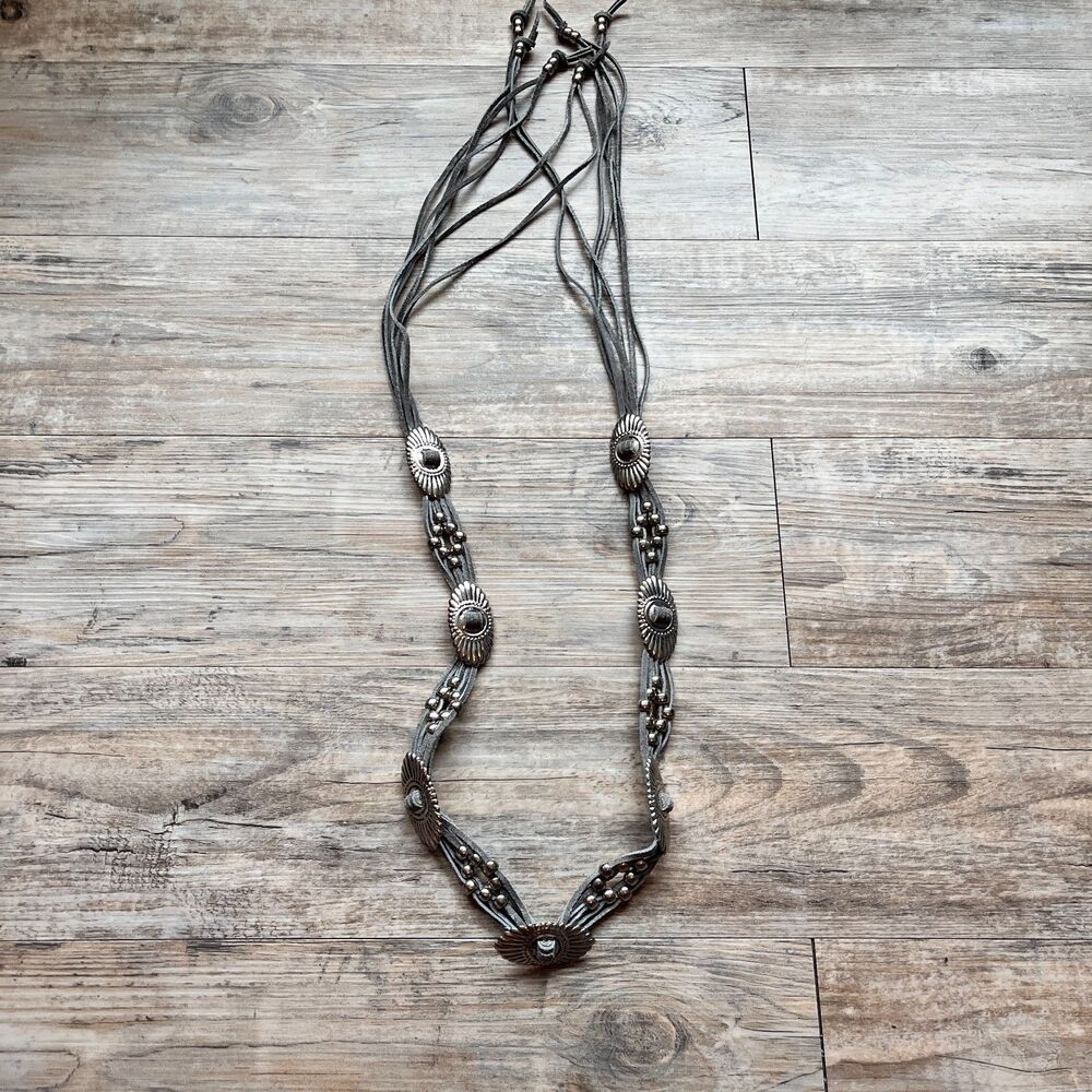 Genuine Suede Western Concho Belt Long Boho Southwestern Statement